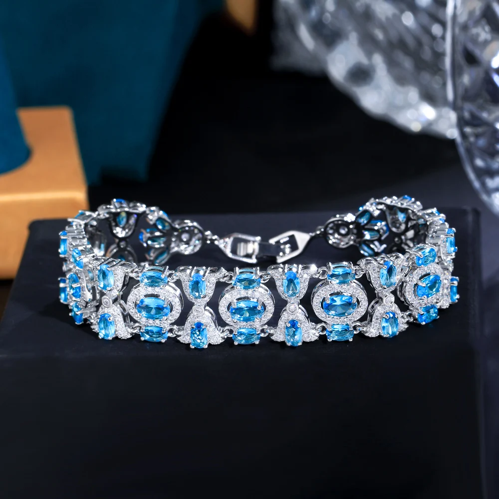 CWWZircons Elegante, glitzernde grüne Zirkon-Kettenarmbänder für Damen, Vintage-Ethno-Hochzeitsschmuck, Großhandel CB335 – Detail 7