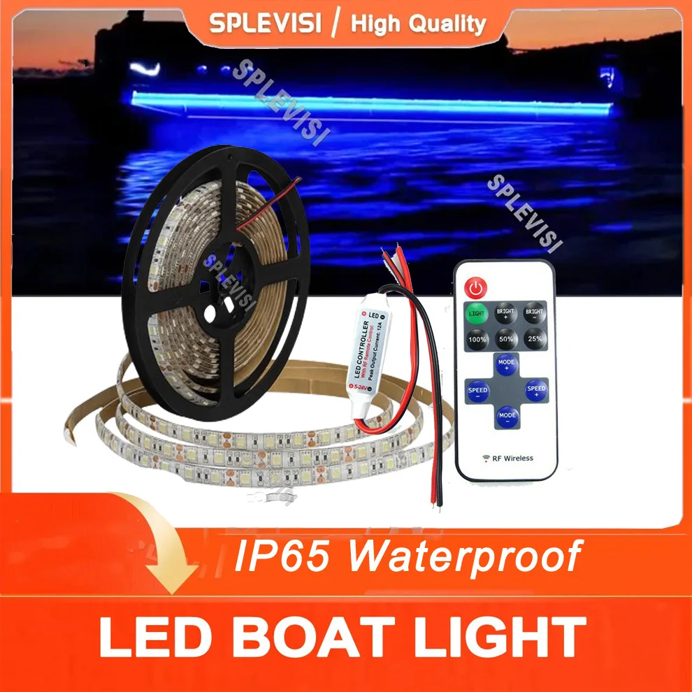 Wireless Dimmer LED Boat Strip Lights 12v DC IP65 Waterproof For Boat Deck Dock Light Pontoon Boat Bass Yacht Vessel Fishing