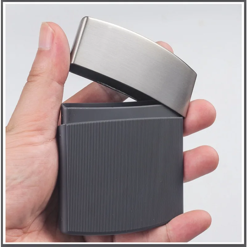 جديد 1 قطعة علبة سجائر رجال الأعمال وعاء من الستانليس ستيل الأسود رقيقة حامل علبة السجائر 10 السجائر سطح جلد