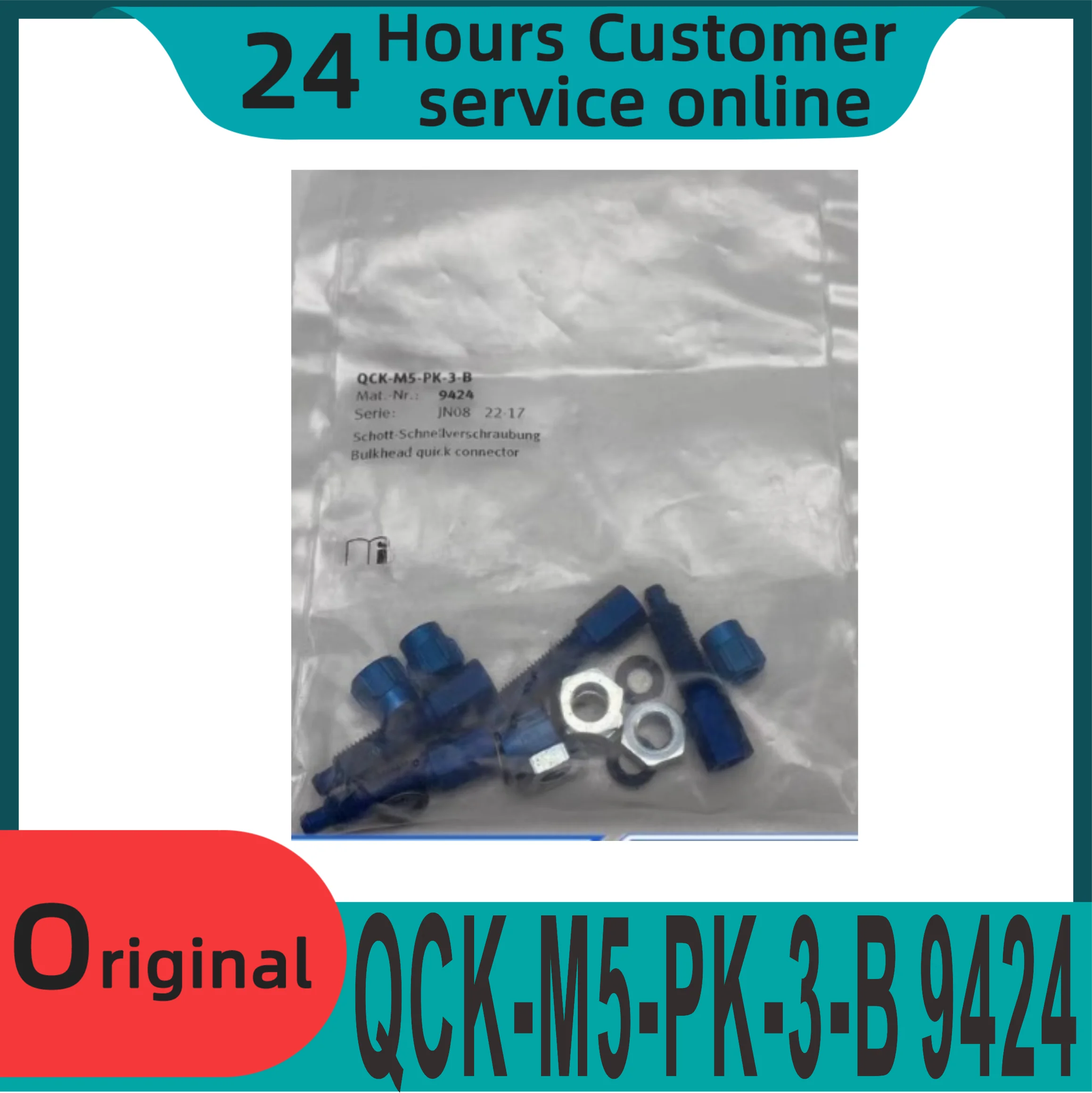 

New original aluminum through plate quick twist connector QCK-M5-PK-3-B 9424 for hook and loop joints