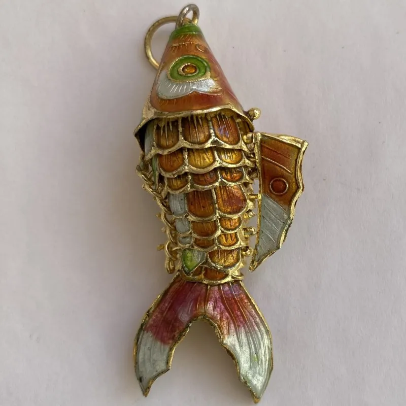 Cloisonne Enamel Vintage 2.36 inch Large Fish Pendants for Men Women DIY Jewelry Making Charms Chinese Animal Accessories