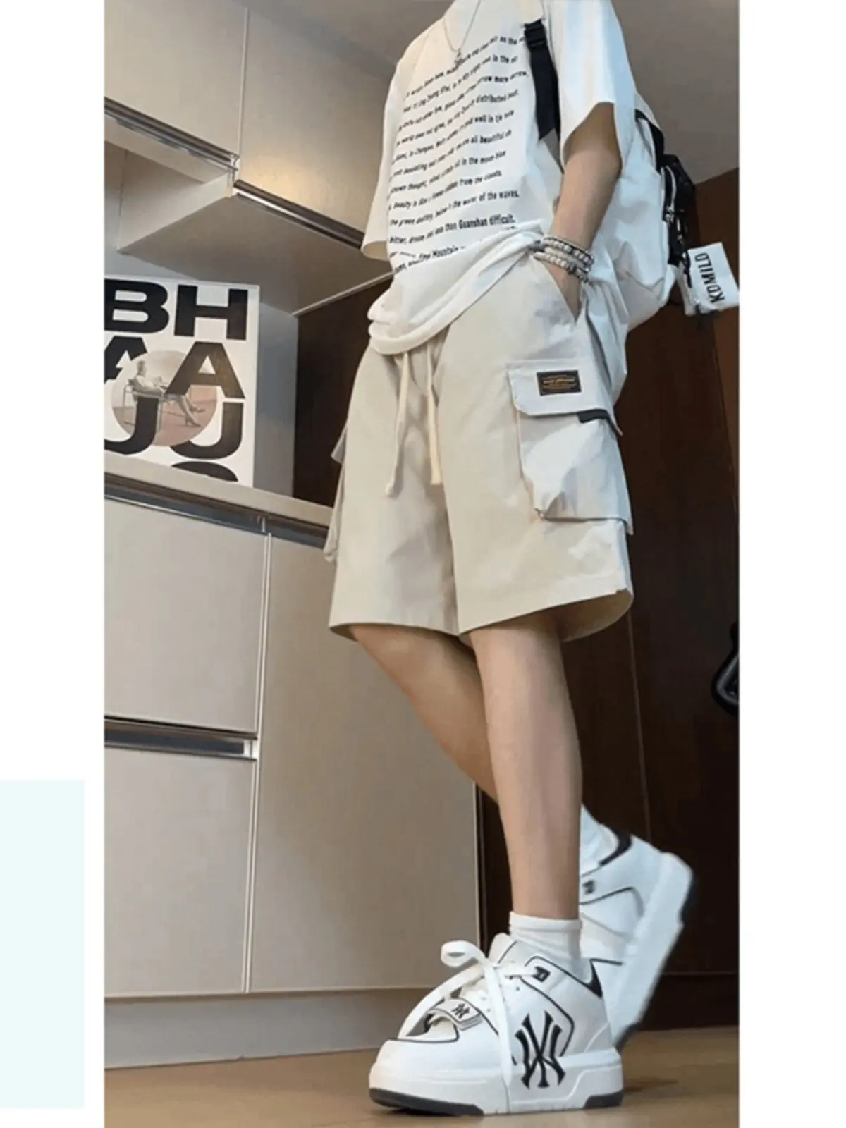 American Casual Workwear Short Pants Men Summer Loose Large Size Trendy Sports Running Men's Functional Five-Part Trousers