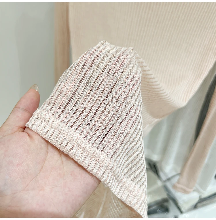 2026 Sommer Neuer Lässiger Stil Transparentes Dünnes Durchsichtiges Überzug-Top Damen T-Shirt V-Ausschnitt Sonnenschutz Langarm T-Shirt – Detail 17