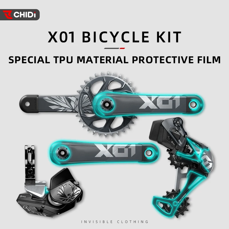 

For SRAM X01 Shifter Kit - Protective Film, Mountain Bike Full Kit Electric Shifter/Crank/Derailleur Sticker, Bicycle Accessorie