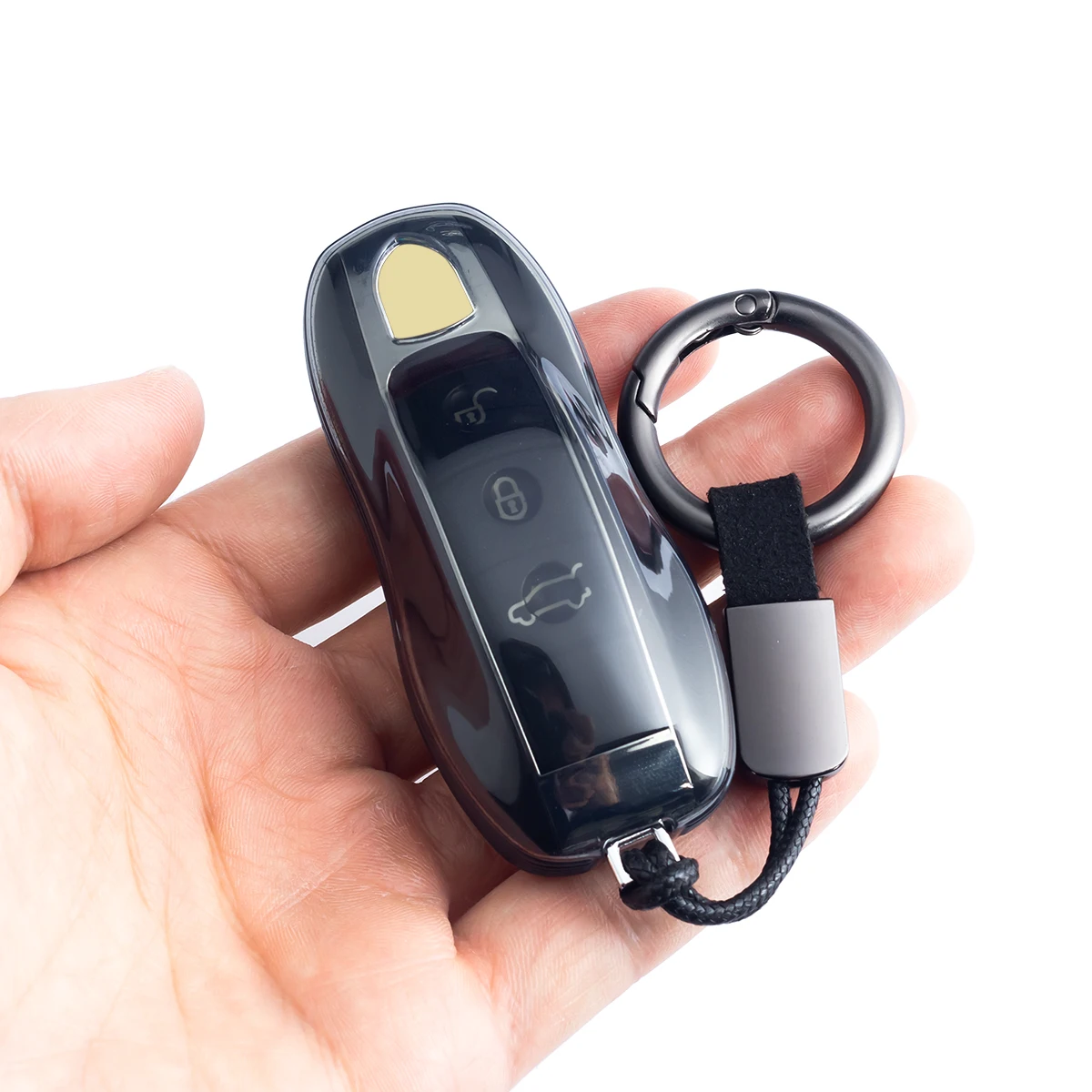 Casing Pelindung Kunci Mobil Slim Smart Key Fob Untuk Porsche Cayenne Macan Panamera 718 Boxster Cayman Spyder 911 Hitam Transparan