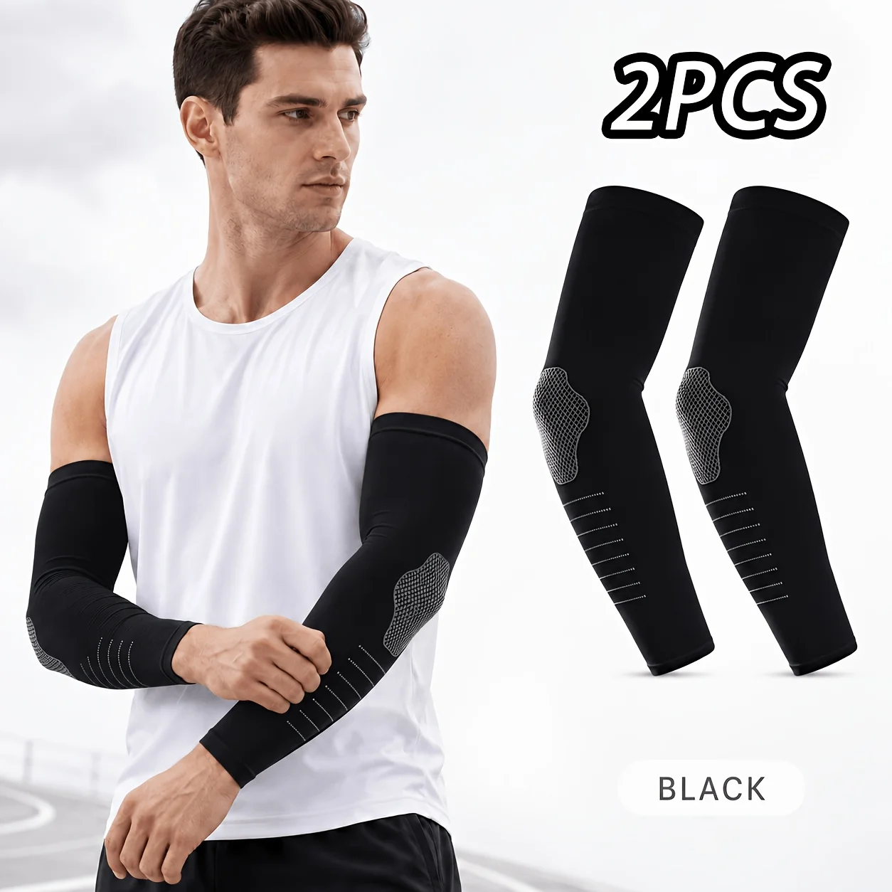 1 Pair Summer Elastic Arm Sleeves/Breathable, Comfortable, Suitable for Outdoor Activities, Fiber Fabric, Unisex