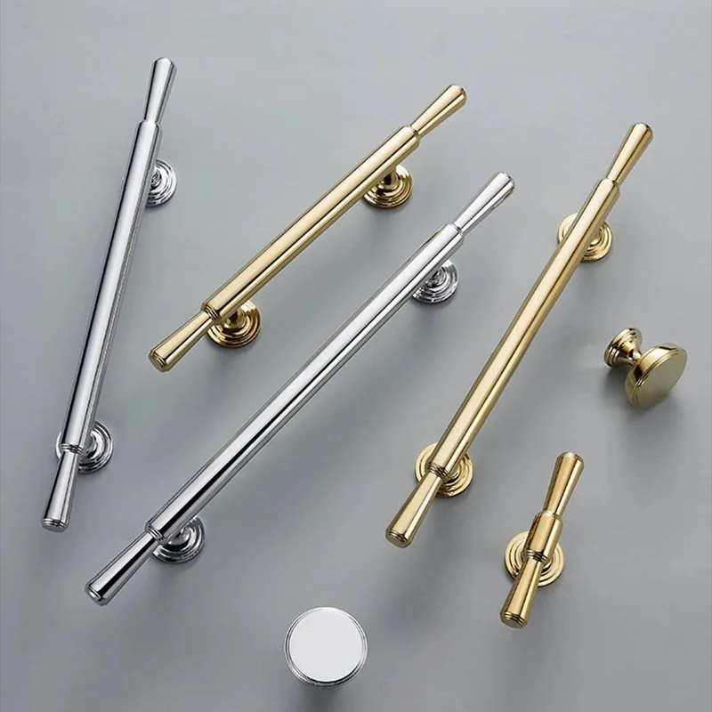 Chrome Solid Brass Handles Polished Gold Cabinet Pulls Bar Drawer Knobs Silver Furniture Handle Bar Door Hardware