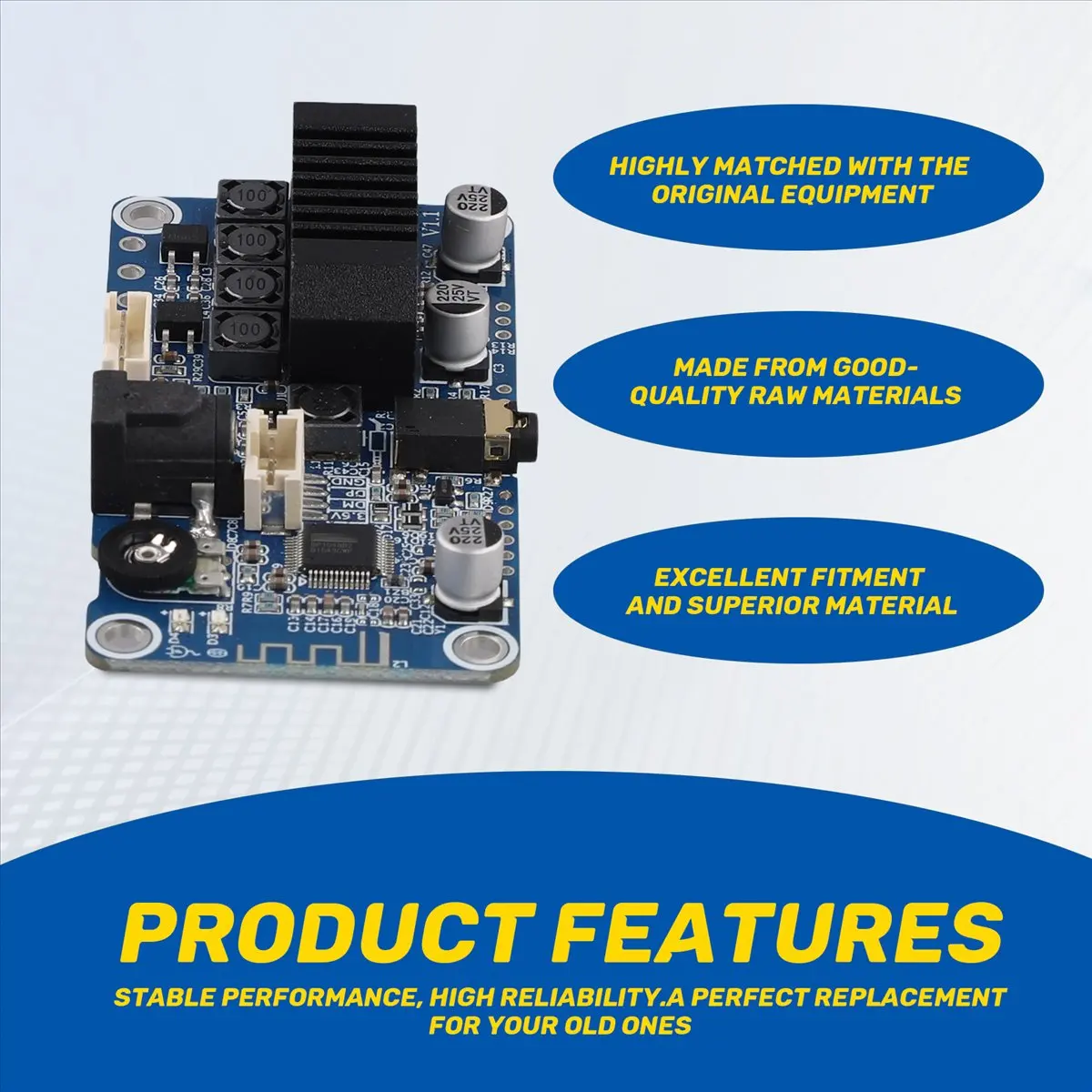 ◆ [T69C] Amplificador de Potência Estéreo Bluetooth 5.0 TPA3116 Estéreo 2X50W Entrada de 3.5mm Suporta Sintonia DSP DC12V-24V