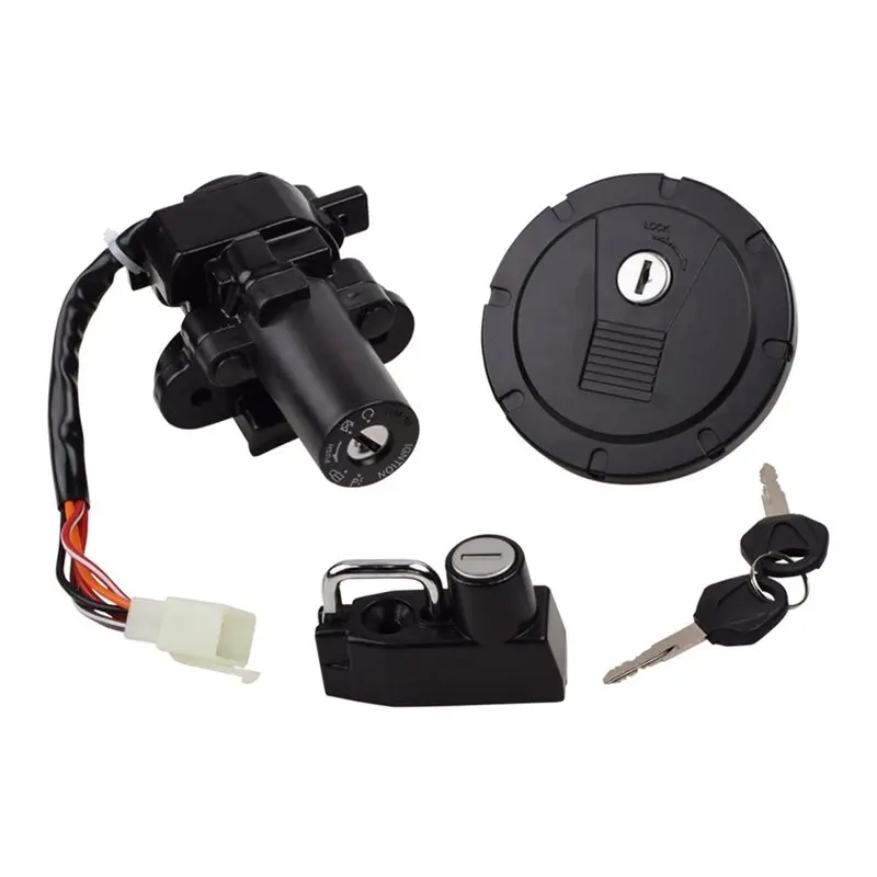 NEW HOT In Stock-Fuel Gas Cap Lock Set For Kawasaki KLX250 250S SF KLX125 KL250- Ignition Switch Replacement Parts