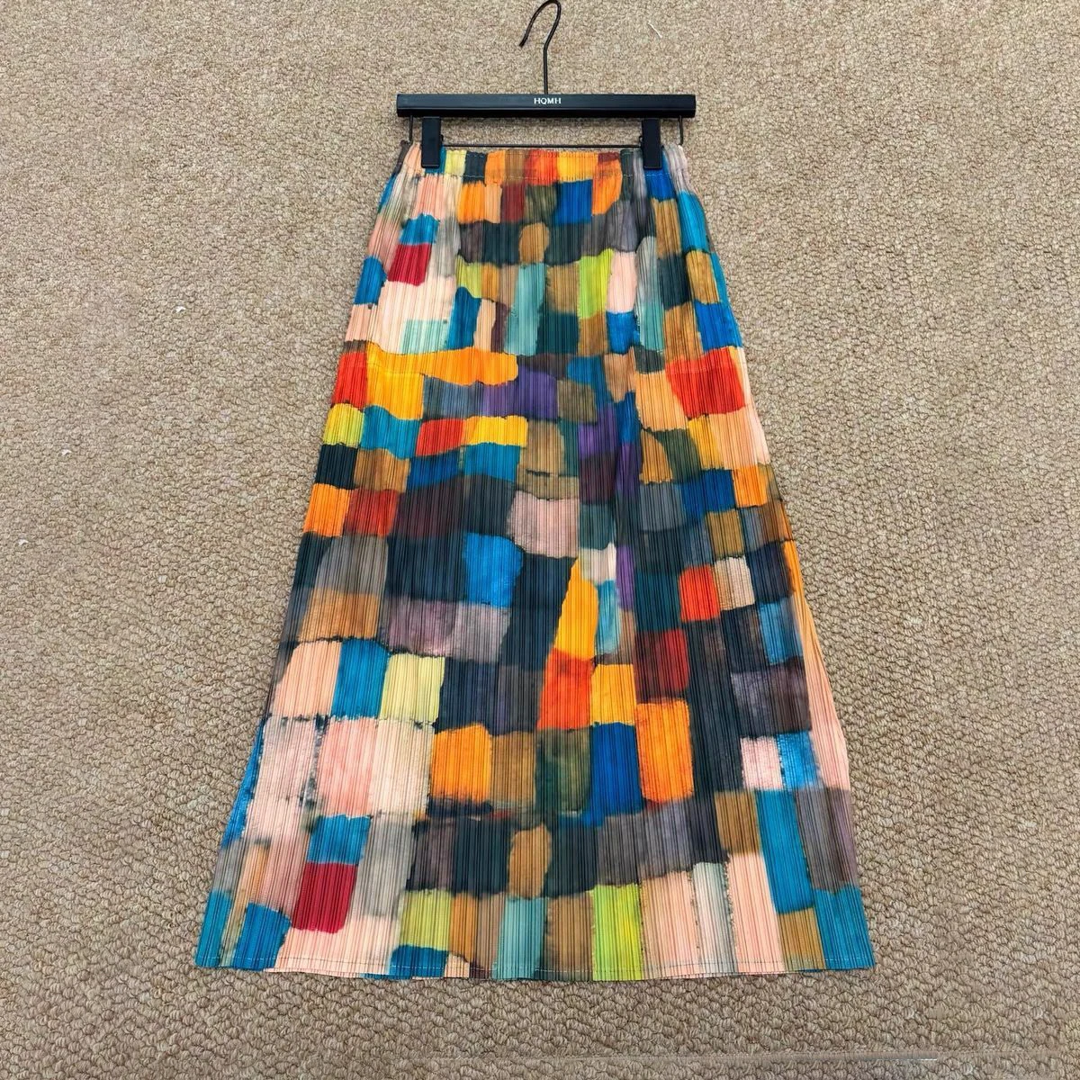 Pleated summer new skirt rainbow elastic high waist slim print split design pleated skirt skirt  evening dresses