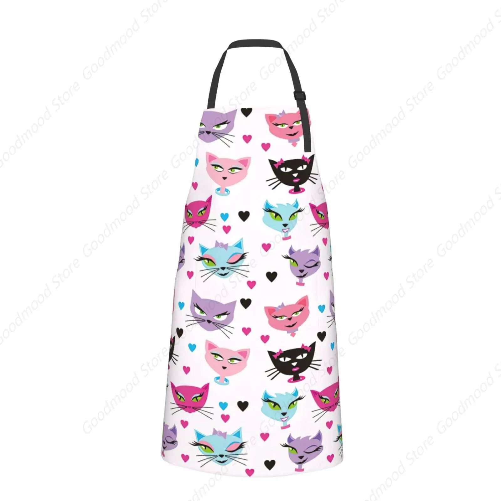 Carttoon Cat Print Waterproof Apron With Pockets,Cooking Aprons Baking Bbq,Artist Aprons For Men Women Adults Unisex Chef