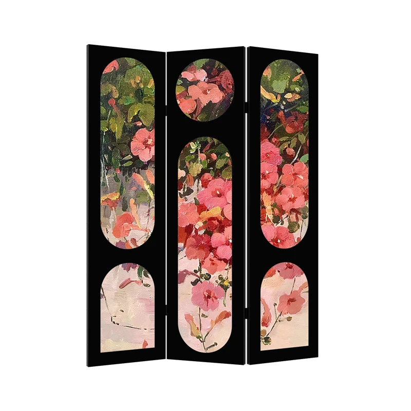 

French oil painting flower screen partition restaurant hotel living room sofa bedroom home removable shading foldable