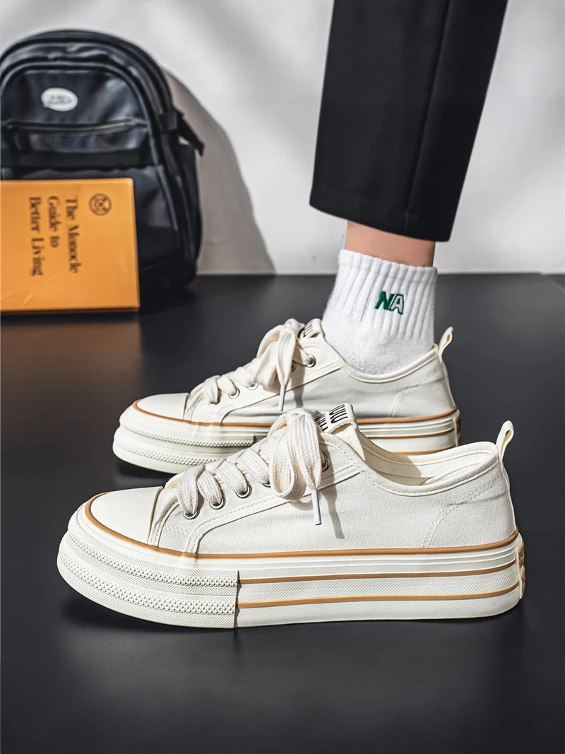 

Casual Canvas Shoes Summer 2026 New Hong Kong Style Retro Board Shoes Versatile Commuting Thick Bottom Anti-slip Leisure Whit...