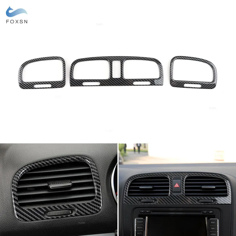 

Carbon Fiber Texture Car Styling Center Control Dashboard Panel Air Outlet Vent Frame Cover Trim ABS For VW Golf 6 MK6 2008-2013