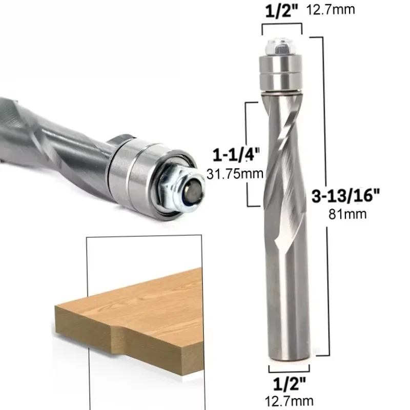 For Wood Cutting End Mills Milling Cutters CNC Woodworking Tools 1/2" 12mm Shank Flush Trim Solid Carbide Spiral Router Bits