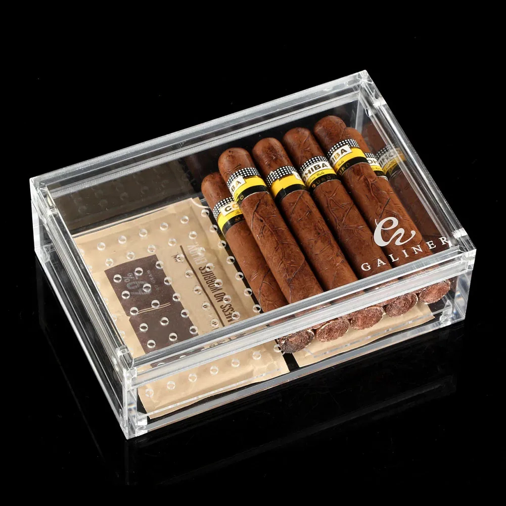 

GALINER PVC Cigar Humidor Plastic Cigar Storage Box W/wo Humidifier Bag Fit 20 Cigars Smoking Tool