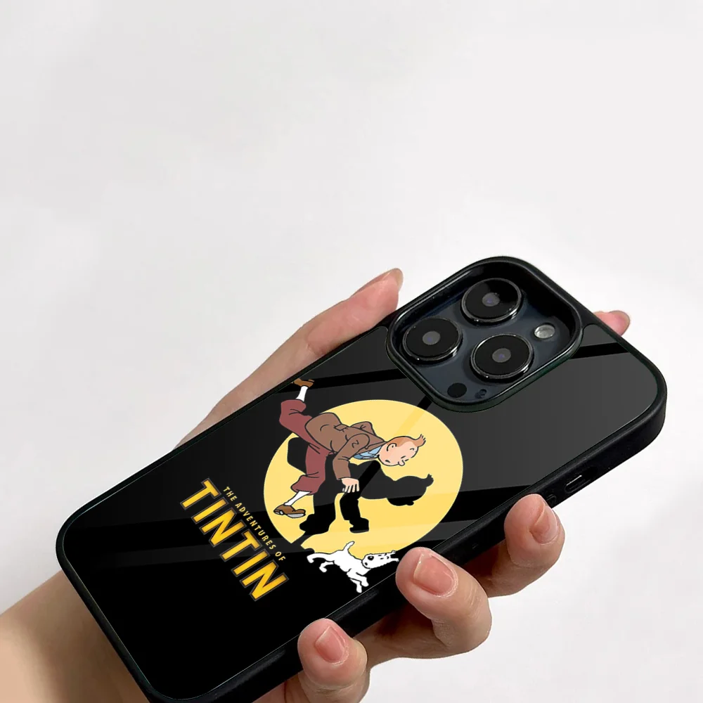 Cartoon The A-Adventures Of T-Tintin Phone Case For IPhone 11 12 13 14 15 16 Plus Pro Max Mirror Acrylic PC TPU Cover