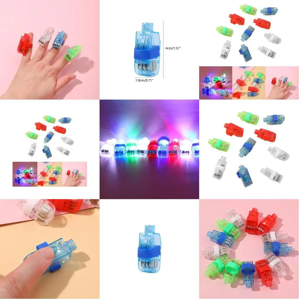 

090B светодиодные фонарики на палец, 10 шт. в упаковке, светящиеся палочки для колец на палец, светильник для рождественской для