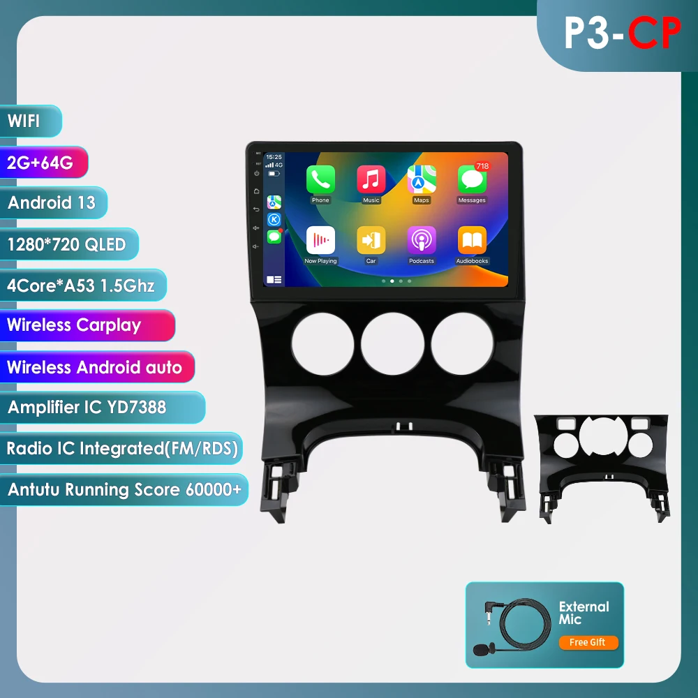 ossuret 2din Carplay Android Auto Multimedia Videospeler Voor Peugeot 3008 2009-2015 Intelligent Scherm Autoradio 4G-Let Rds 7862