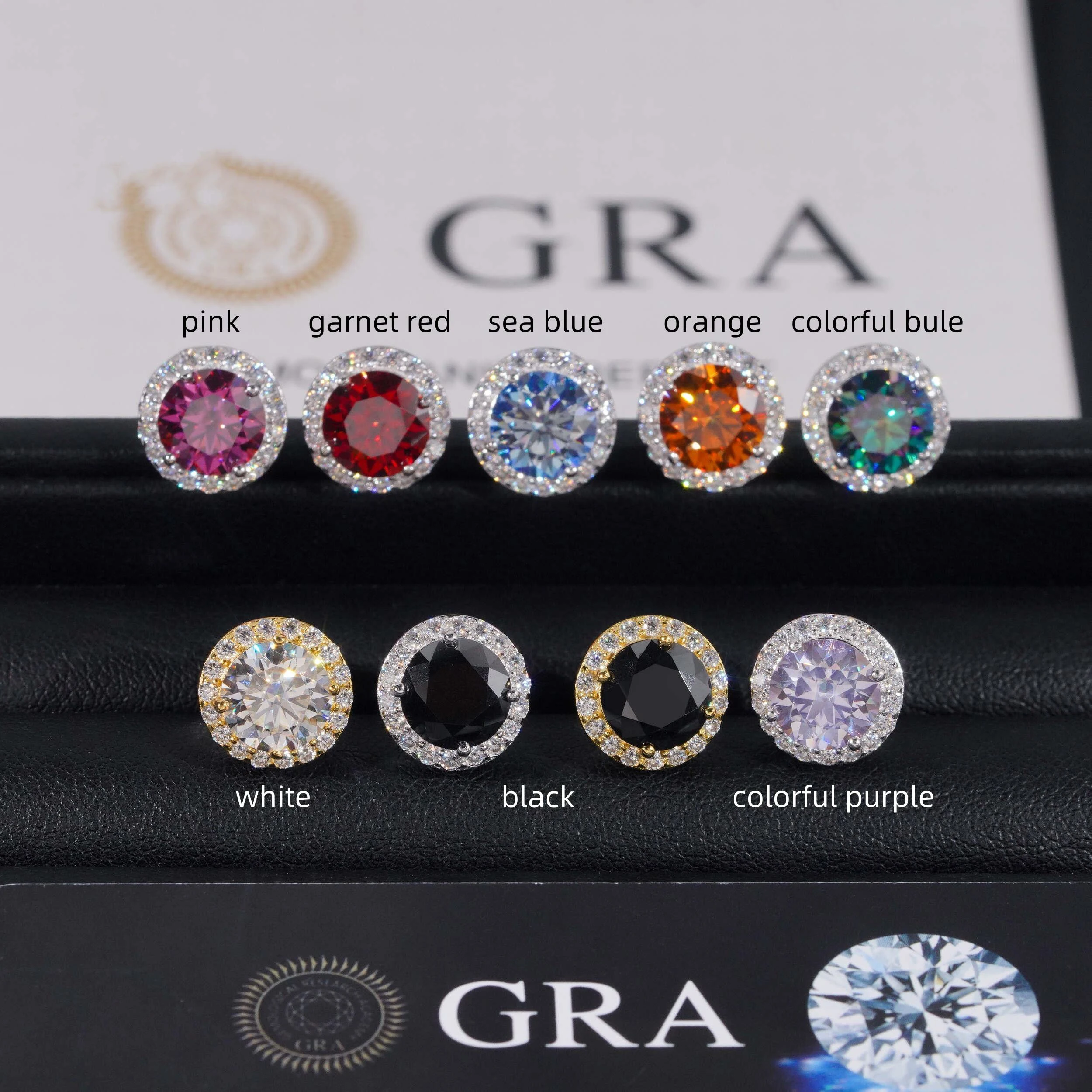 

4 Claw Multicolor Moissanite Stud Earrings for Women S925 Silver 18k Plated Bride Wedding Fine Jewelry