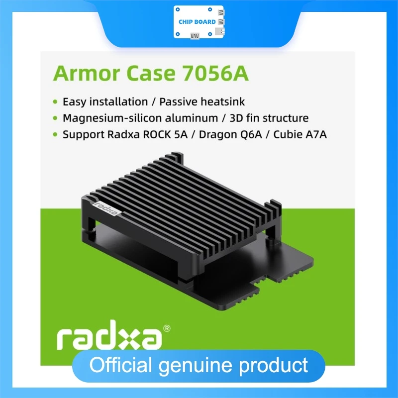 Sipeed Radxa Armor Case 7056A Aluminum Heatsink Enclosure, 3D Fin Passive Cooling for Dragon Q6A, Cubie A7A, ROCK 5A/5C