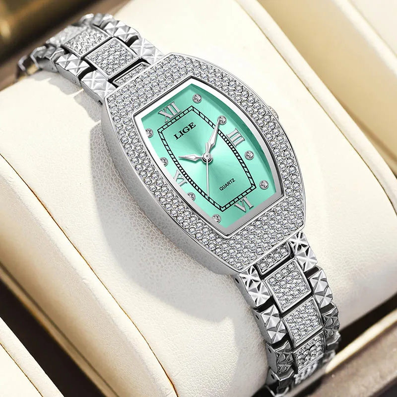 LIGE Casual Women's Quartz Wristwatch Elegant Fashion Waterproof Square Watch Women Creative Steel Sports Watches Gift For Women