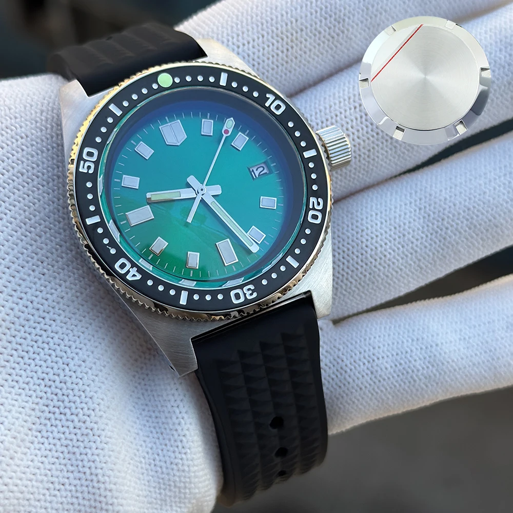 AR القبة الياقوت الزجاج YEJIAOLAN 40 مللي متر تعديل 62MAS NH35A التلقائي 300 متر الغوص الرجال ساعة الصلب الحافة الأخضر مضيئة تاريخ الهاتفي