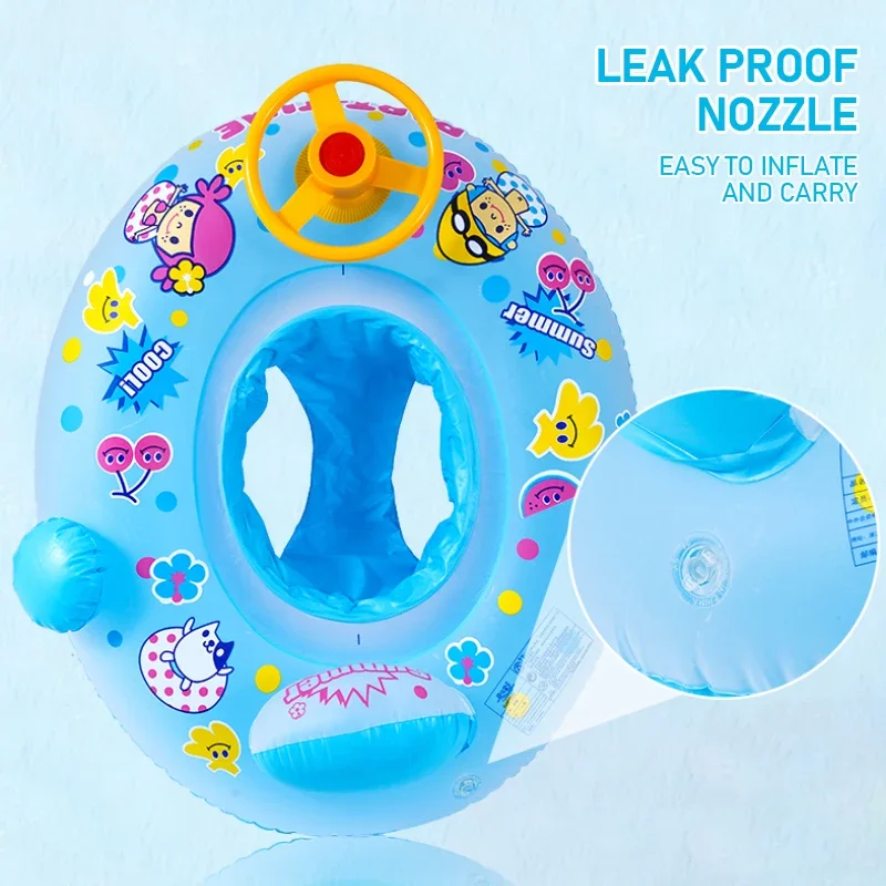 스티어링 휠과 물 부동 수영 반지 여름 야외 양산 풍선 장난감 좌석 풀 해변 물 장난감 어린이위한