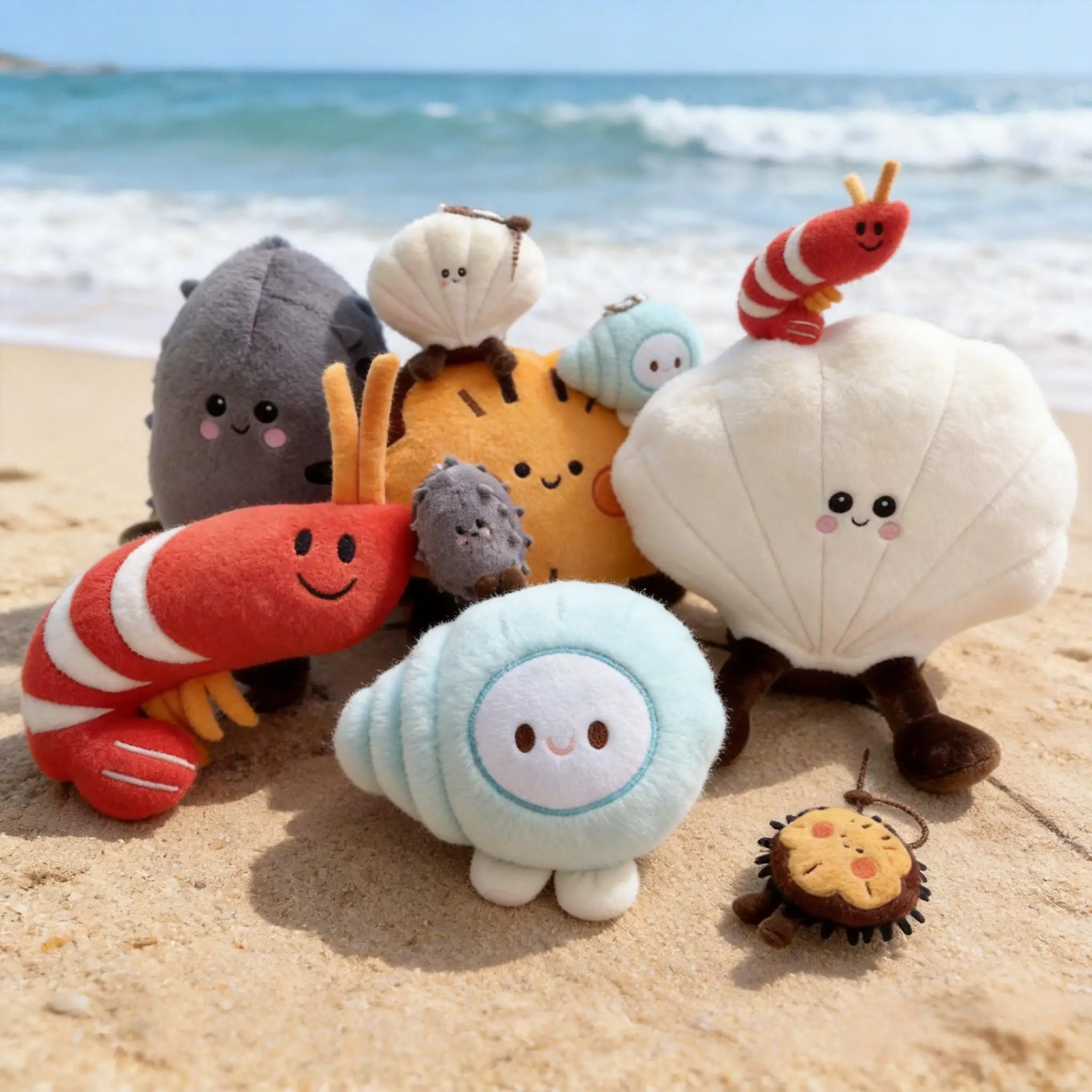 15/30cm Kawaii Marine Plush Toy Soft Shell Starfish Lobster Shrimp Sea Cucumber Stuffed Doll Keychain Pillow Kids Birthday Gift