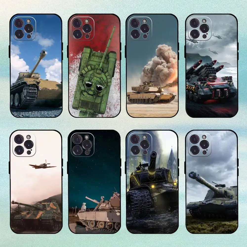 

Tanks-s Phone Case For iPhone 16,15,14,13,12Plus,Pro Max,XS,5G Soft Silicone Black Cover