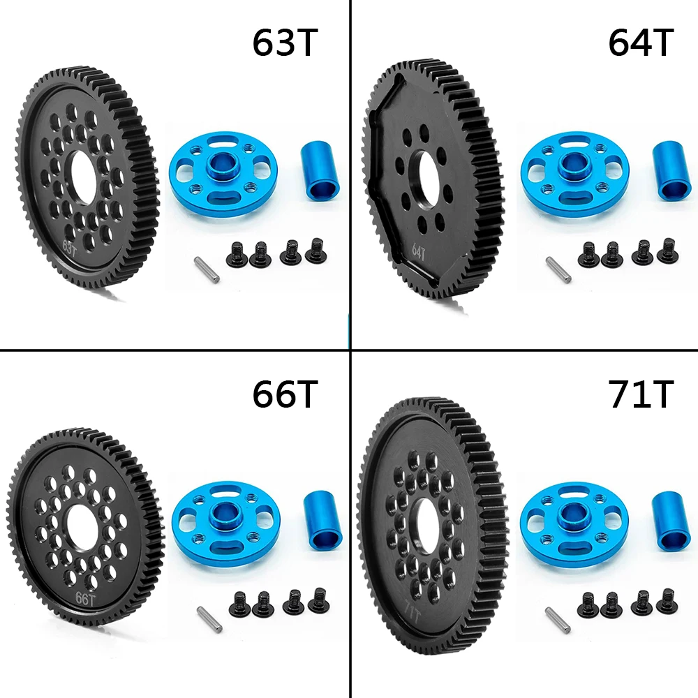 Metal 63T 64T 66T 68T 71T 54500 przekładnia zębata i zestaw wysokich skrzynia biegów do TT-02 Tamiya TT02 1/10 części do ulepszenia samochodów zdalnie sterowanych