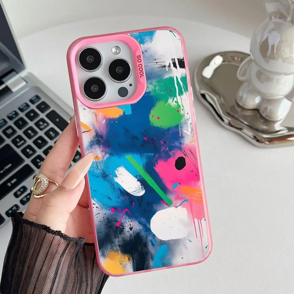 Graffiti art phone case suitable for iPhone 17 16 15 12 11 14 13 Pro Max Mini Plus anti drop and shockproof back cover