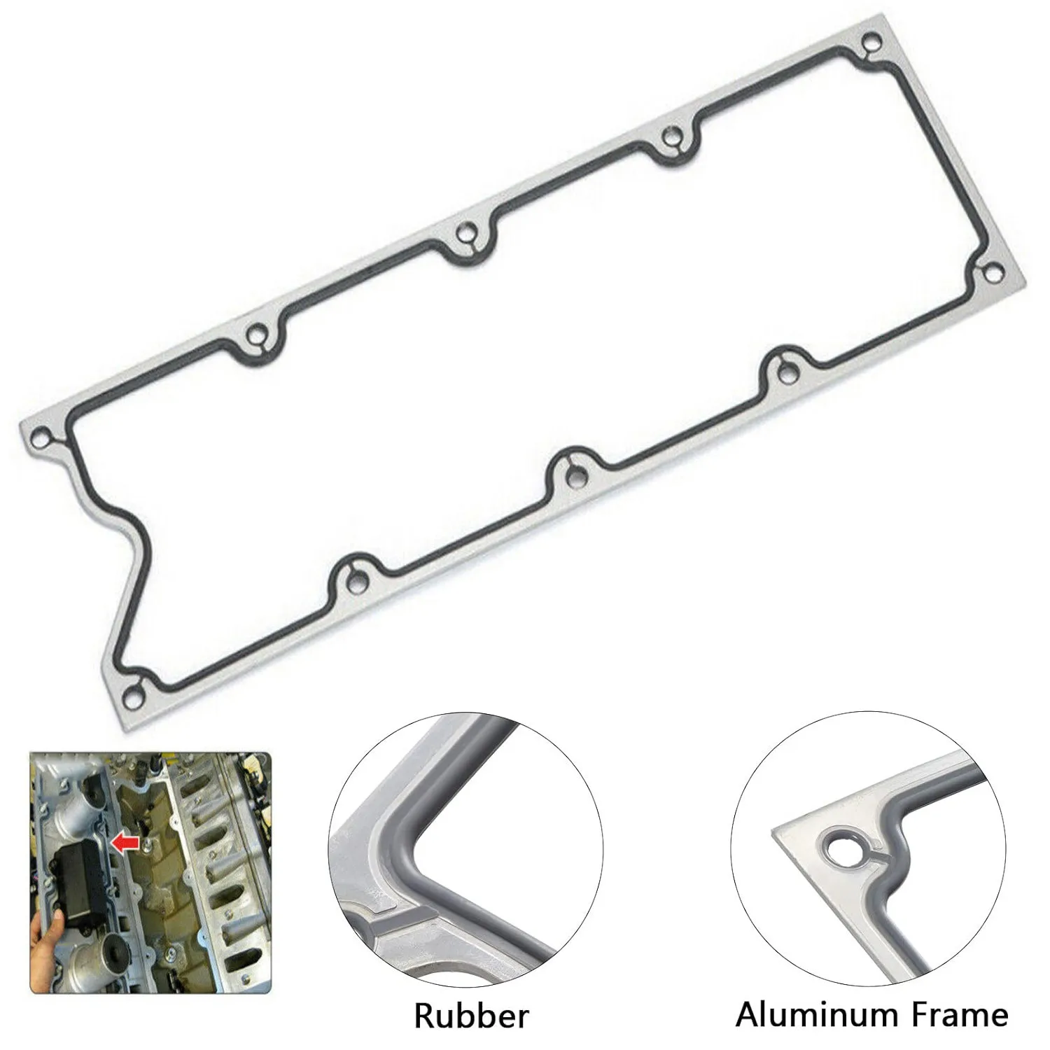 Pelindung Plat Gasket Aluminium Gen 3 LS Untuk GM LQ4 LQ9 4.8L 5.3L 5.7L 6.0L Tahun 1999-2003 Warna Perak XZ-0008