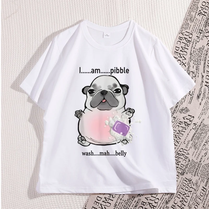 I Am Pibble Wash My Belly T Shirt High Quality Funny Dog Meme Tshirt Humorous Graphic T-Shirts Cotton Short Sleeve Streetwear
