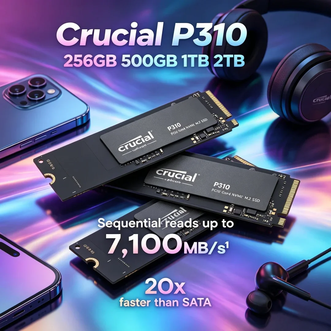 

Large Capacity Optional Crucial P310 Gaming SSD PCIe Gen4 M.2 NVMe 3D NAND 7100MB/s For Desktop Computer