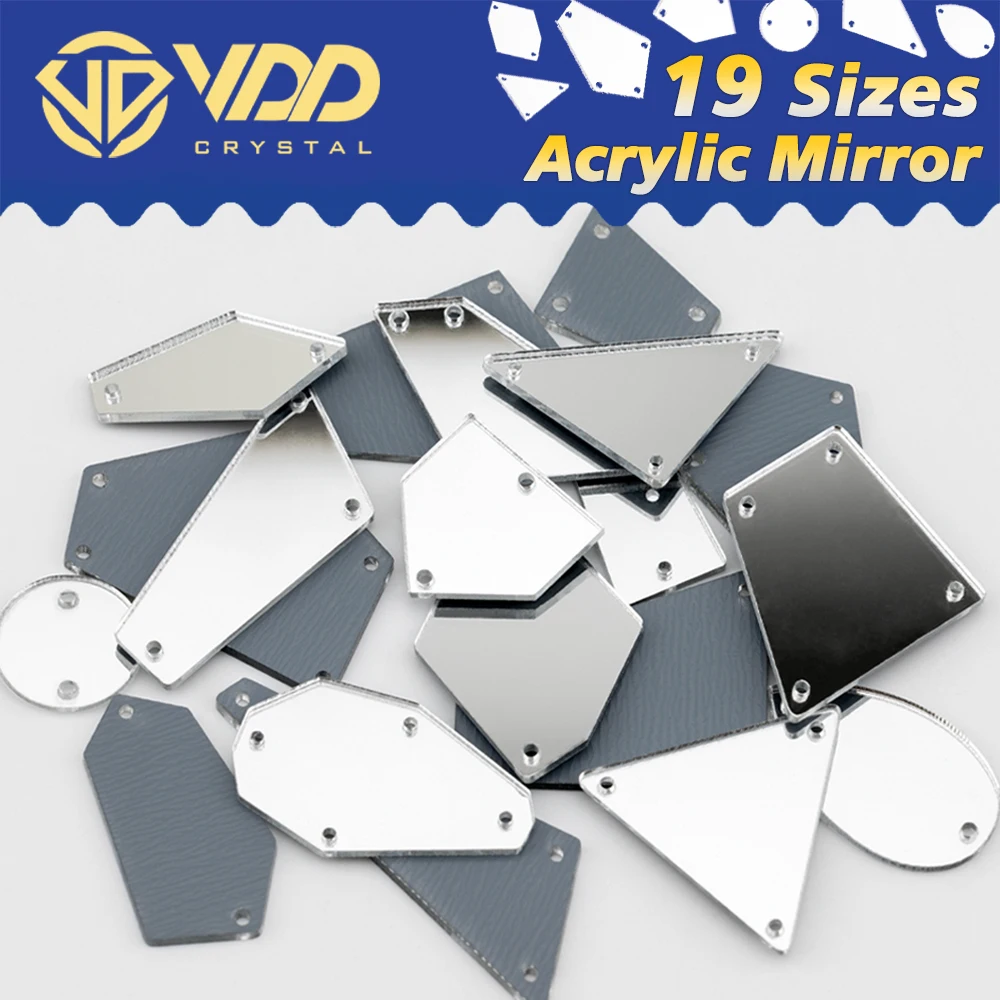 VDD 30 Stück/60 Stück/200 Stück weiße Acryl-Spiegel-Strasssteine zum Aufnähen, flache Rückseite, zum Nähen für DIY-Bastelarbeiten, Kleidung, Kleider, Bekleidungsdekorationen – Detail 3
