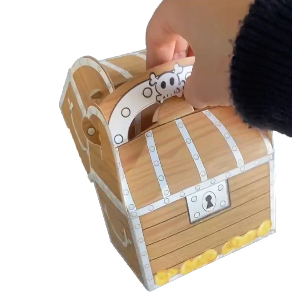 

12pcs Pirate Treasure Chest Paper Candy Gift Box Pirate Theme Party Decoration Kids Birthday Halloween Packaging Gift Boxs