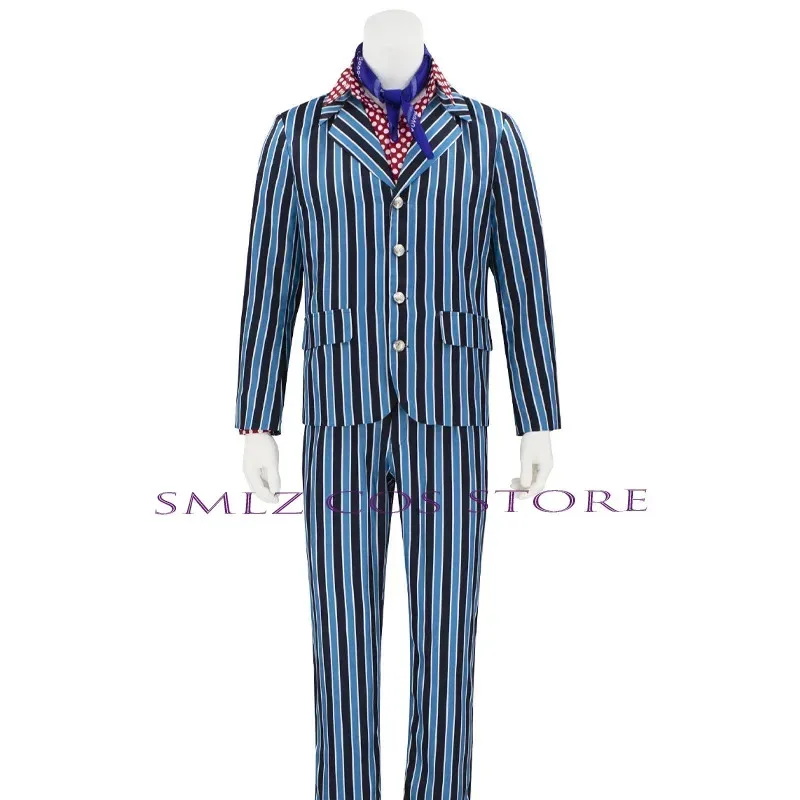 AIAI 2025Movie Austin Powers Cosplay Costume Men's Vintage 1980s Fashion Blue And Black Striped Suit Halloween Costumes