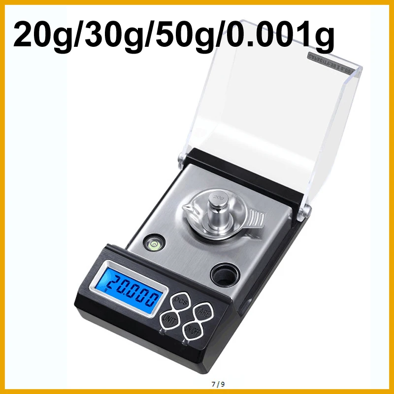 20g/30g/50g/0.001g Precision Portable Electronic Jewelry Scales Gold Germ Balance 0.001g Digital Counting Carat Milligram Scale