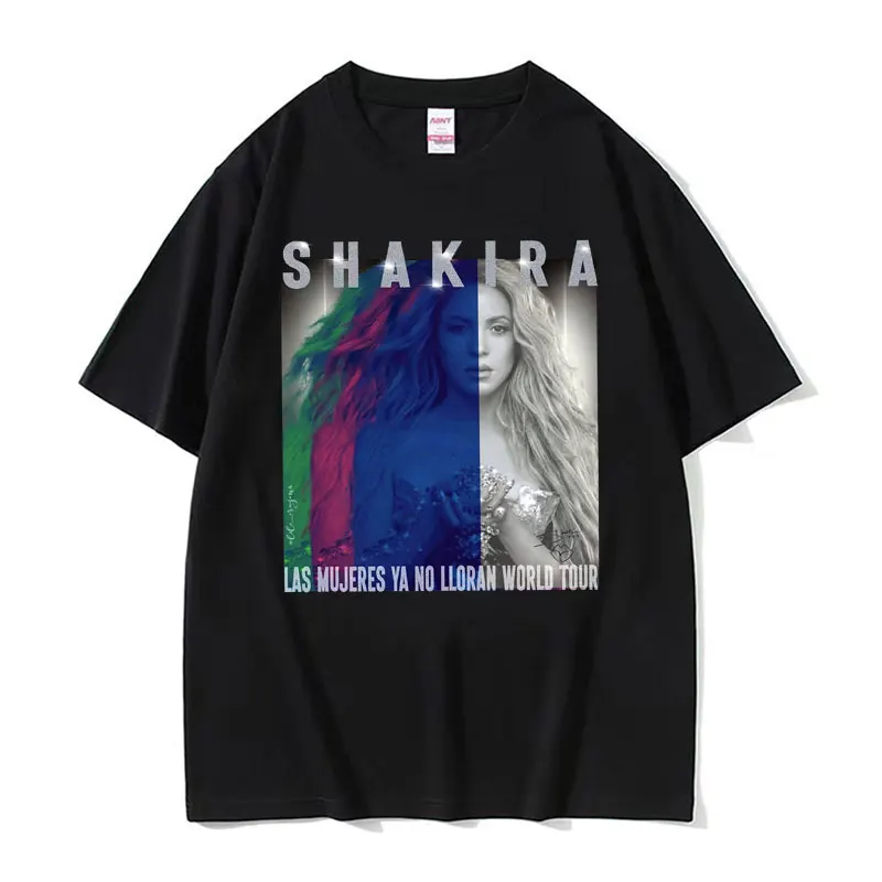 Las Mujeres Ya No Lloran Shakira 2024 Tour Tshirts Women's Clothing Hip Hop Harajuku T-shirt Men Casual Cotton Oversized T Shirt