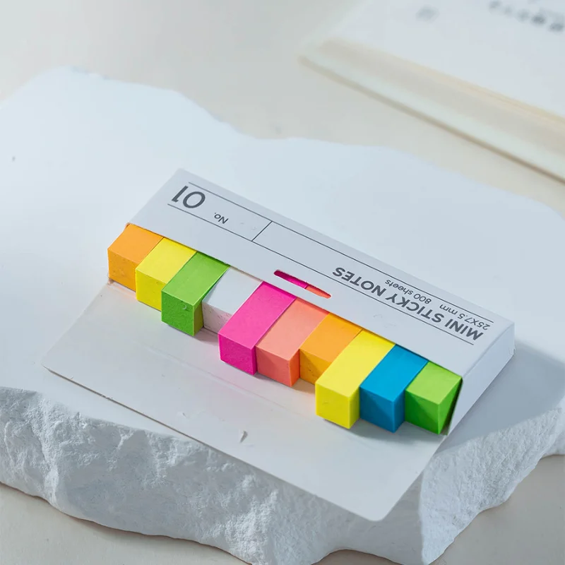 800 hojas de notas adhesivas en caja, 10 pestañas de índice de colores diferentes, marcadores de página autoadhesivos, adecuados para oficina y estudio.