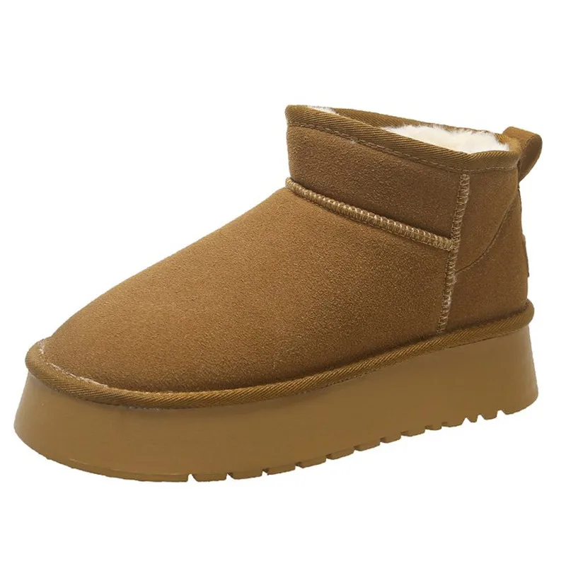 

New 2025 Women Winter Suede Snow Boot Designer Australian Platform Boots for Leather Warm Ankle Fur Booties Luxury Botas Mujer