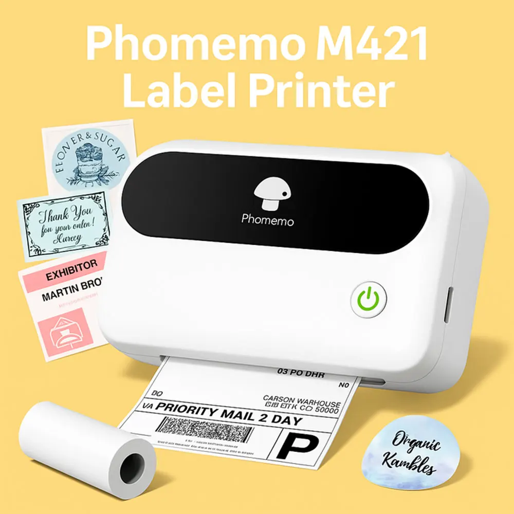 

Phomemo Thermal Label Printer M421 4x6 Shipping Label Printer Compatible with Phone & PC Portable Bluetooth Printers for Package