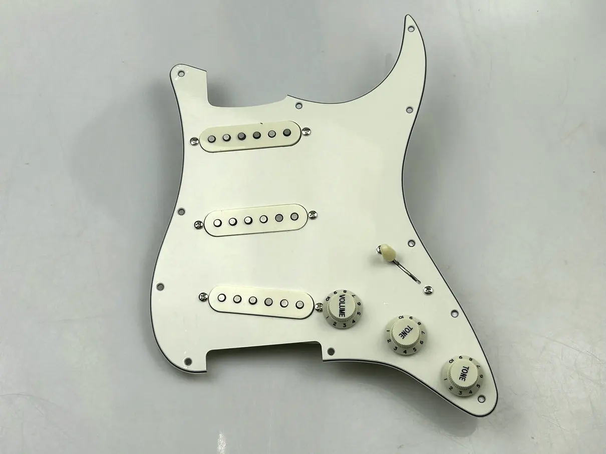 White 3P SSS Loaded Prewired Pickguard For Strat ST Electric Guitar Triple Single Coil Pickups 5 Way Switch