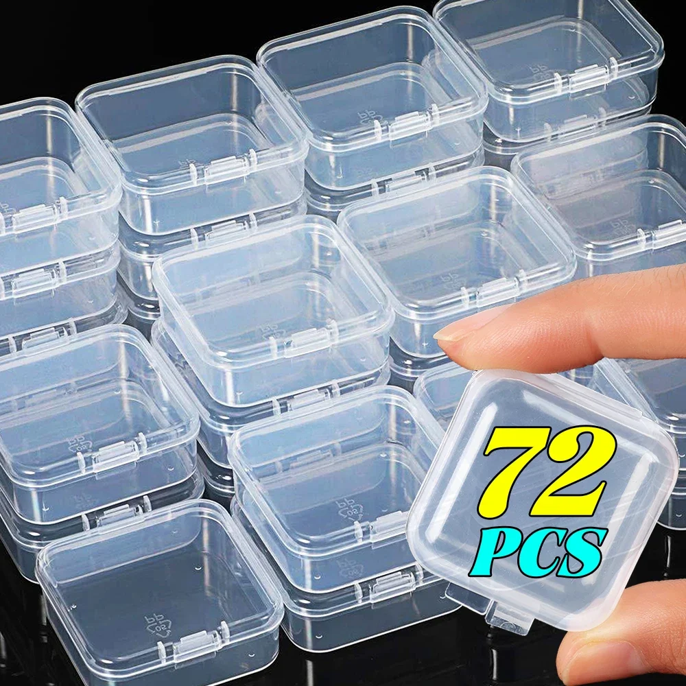 Transparent Plastic Mini Packaging Boxes Storage Small Square Jewelry Beads Earring Ring Dustproof Container Earplugs Organizer