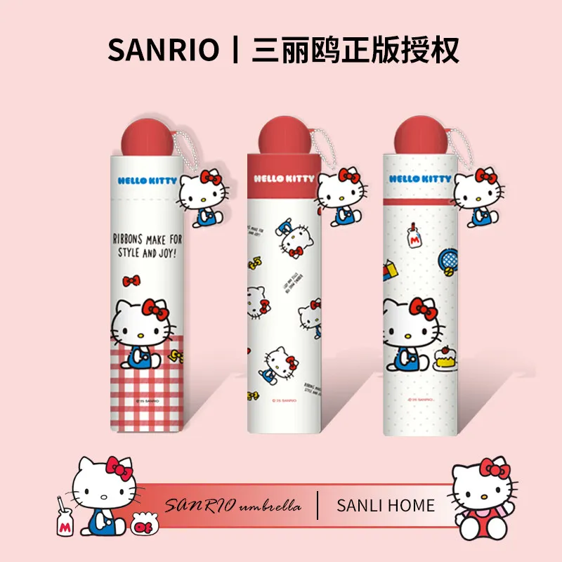 

Sanrio Hello Kitty Kuromi Umbrella Dual Use For Rain And Sun Uv Protection Cute Portable Folding Sunscreen Daily Outdoor