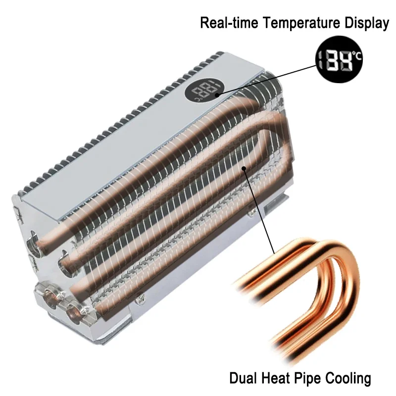 ICE Whale M.2-2 Digital Dual Heat Pipe Heatsink M.2 2280 NVMe SSD Cooler with Thermal Pad Computer Accessories