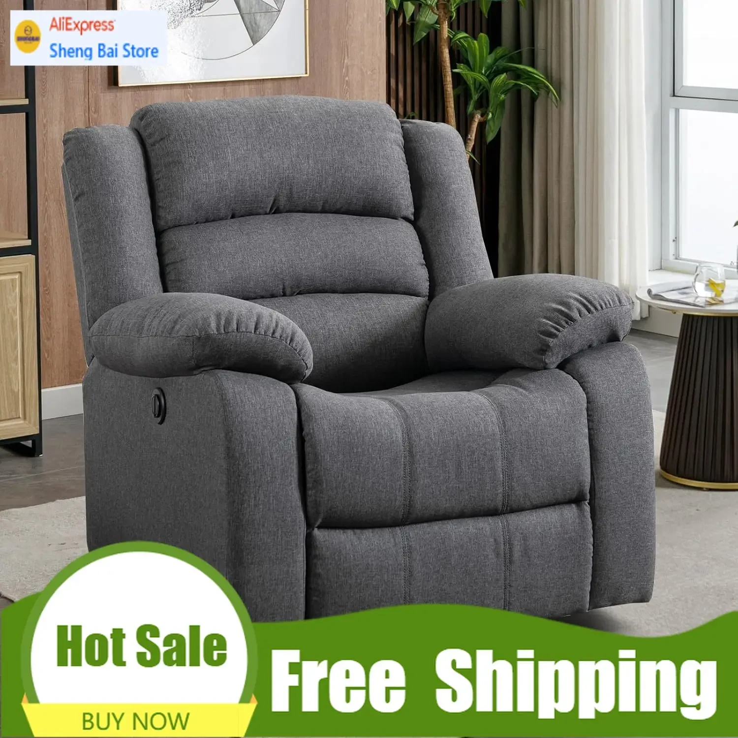 

Бестселлер: кресло-реклайнер с очень мягкой подушкой и спинкой, из мягкой ткани, для взрослых, одноместное, для гостиной, серое