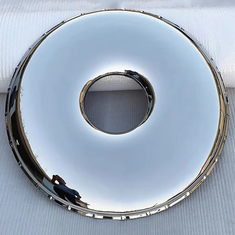 Durable FRP Sculpture Luxury Stainless Steel Electroplated Donut  Wall Art Modern Round Home Décor for Living Room Dining Area