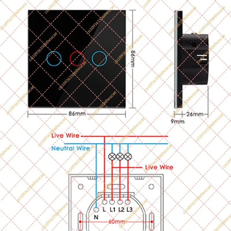 Smart WiFi Touch Switch (No Neutral, 1-3 Gang) for Alexa & Google Home